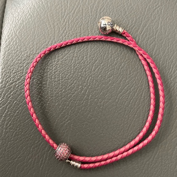 PANDORA Pink leather and Crystal pave ball charm set - Picture 8 of 10